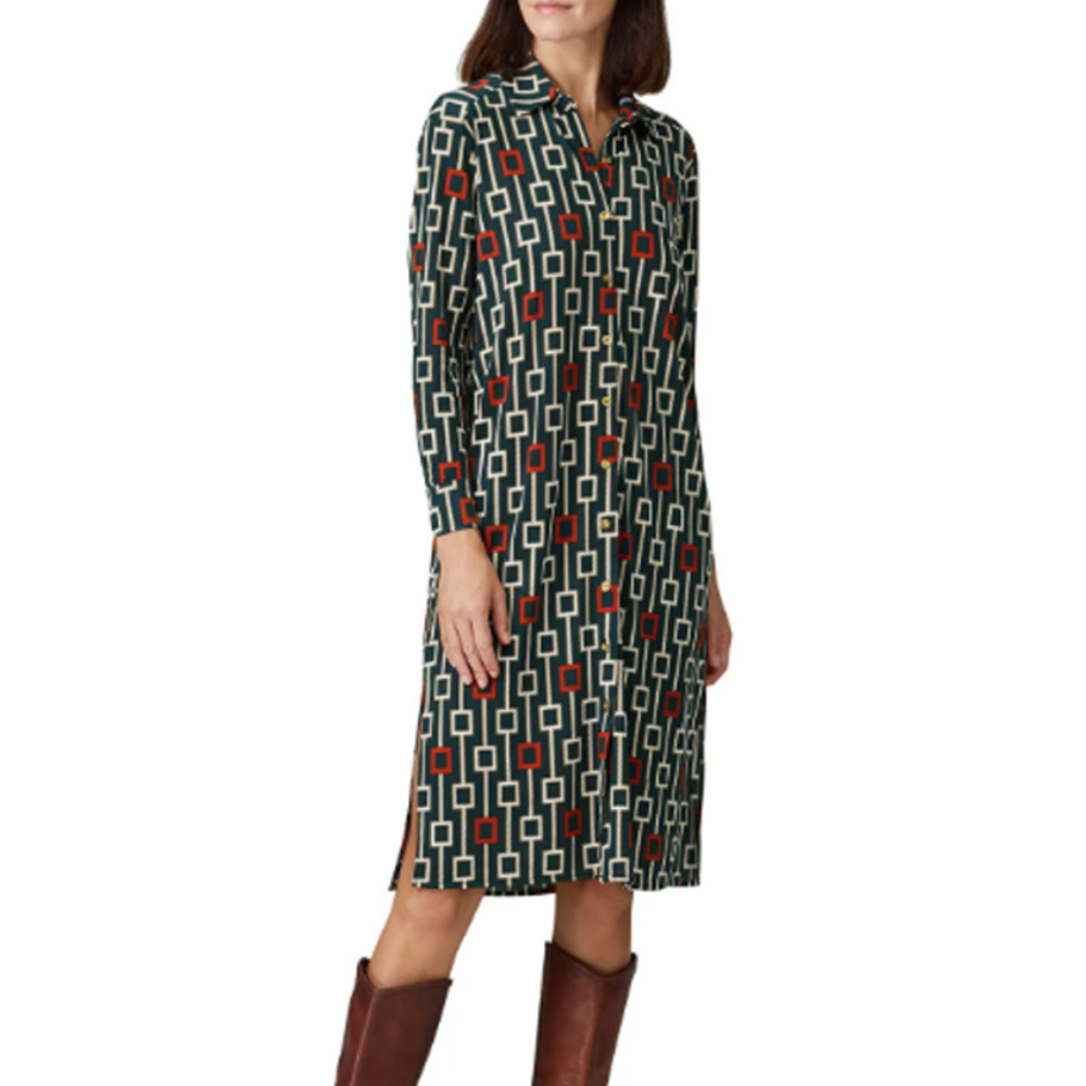 Alexia Admor Geo Dress Button Down Collared Green Shirt Small